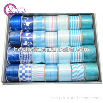 printed gift navy blue ribbon
